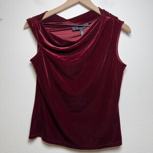 NEW White House Black Market WHBM Women Velvet Cowl‎ Neck Top Small Burgundy